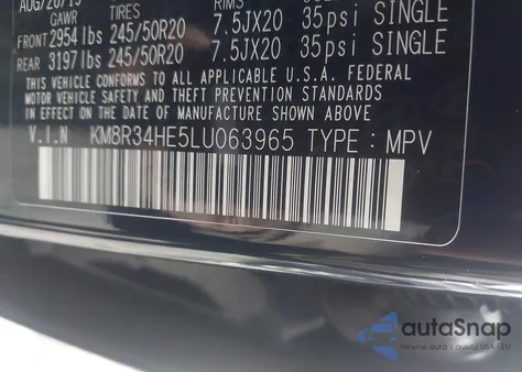 2020 Hyundai Palisade Sel из США, поврежденный, VIN KM8R34HE5LU063965